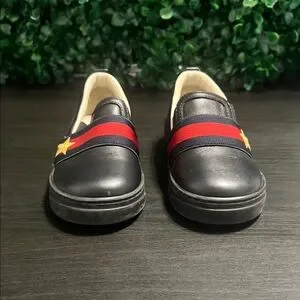 Gucci | Shoes | Gucci Black Leather Loafers Kids Slipon With  display picture 1